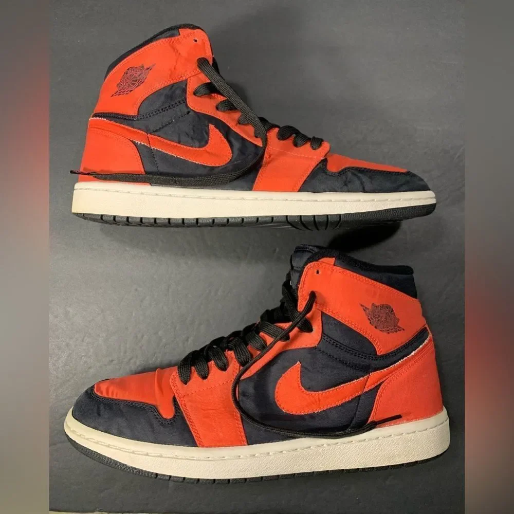 Nike Air Jordan 1 High Men Red Black Sneakers Shoe Size- 9.5